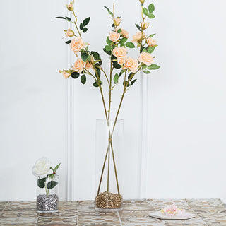 Add Elegance to Your Décor with 38" Tall Peach Artificial Silk Rose Flower Bouquet Bushes