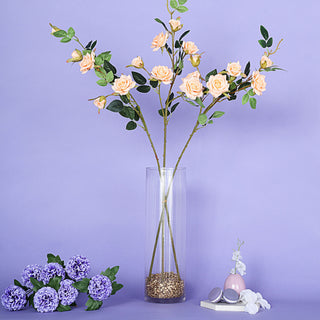 Create Unforgettable Events with 38" Tall Peach Artificial Silk Rose Flower Bouquet Bushes