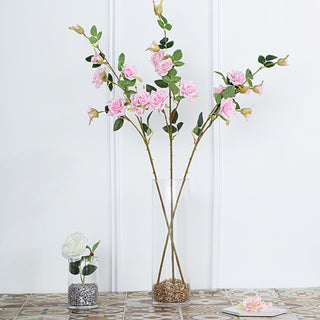 38" Tall Pink Artificial Silk Rose Flower Bouquet Bushes