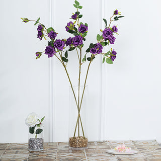 Add a Touch of Elegance with Purple Artificial Silk Rose Flower Bouquet Bushes