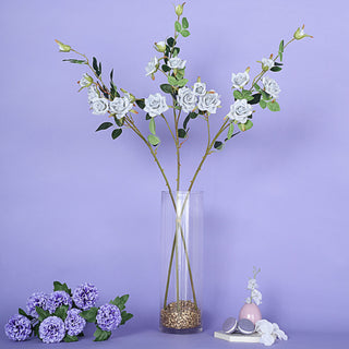 Create Memorable Events with Silver Artificial Silk Rose Flower Bouquet Bushes