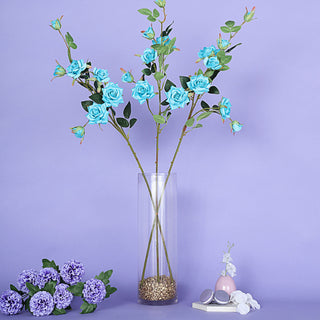 Create a Stunning Turquoise Floral Display with our Artificial Silk Rose Flower Bouquet Bush
