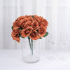 12inch Terracotta Artificial Velvet-Like Fabric Rose Flower Bouquet Bush