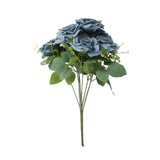 2 Bushes Real Touch Dusty Blue Artificial Rose Flower Bouquet, Silk Long Stem Flower