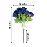 2 Bushes | 18inch Real Touch Navy Blue Artificial Rose Flower Bouquet, Silk Long Stem Flower