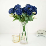 2 Bushes | 18inch Real Touch Navy Blue Artificial Rose Flower Bouquet, Silk Long Stem Flower