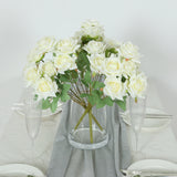 2 Bouquets 17" Ivory Real Touch Artificial Silk Rose Flower Bushes