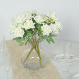 2 Bouquets 17" Ivory Real Touch Artificial Silk Rose Flower Bushes