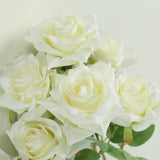 2 Bouquets 17" Ivory Real Touch Artificial Silk Rose Flower Bushes#whtbkgd