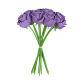 Purple artificial rose bouquet on a plain white background