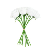 White rose bouquet with green stems on a plain background
