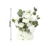 4-Pack White Artificial Flower Arrangements – 20inch Roses, Hydrangeas & Eucalyptus