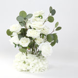 4-Pack White Artificial Flower Arrangements – 20inch Roses, Hydrangeas & Eucalyptus_99