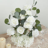 4-Pack White Artificial Flower Arrangements – 20inch Roses, Hydrangeas & Eucalyptus