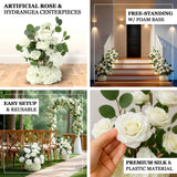 4-Pack White Artificial Flower Arrangements – 20inch Roses, Hydrangeas & Eucalyptus