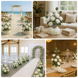 4-Pack White Artificial Flower Arrangements – 20inch Roses, Hydrangeas & Eucalyptus