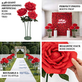 4-5ft giant freestanding artificial rose flower trio for events and decor.