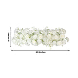 Pre-Arranged Silk Flower Table Runner 40x16inch – White Roses, Hydrangeas & Baby's Breath Wedding