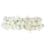 Pre-Arranged Silk Flower Table Runner 40x16inch – White Roses, Hydrangeas & Baby's Breath#whtbkgd_99