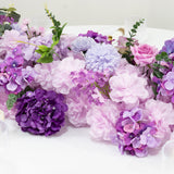 Pre-Arranged Silk Flower Table Runner 40x16inch Mixed Lavender Lilac – Roses, Hydrangeas