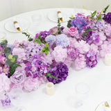 Pre-Arranged Silk Flower Table Runner 40x16inch Mixed Lavender Lilac – Roses, Hydrangeas