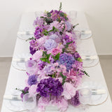 Pre-Arranged Silk Flower Table Runner 40x16inch Mixed Lavender Lilac – Roses, Hydrangeas