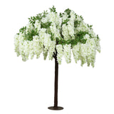5ft Freestanding White Wisteria Artificial Tree – Cascading Silk Flower Display#whtbkgd_99