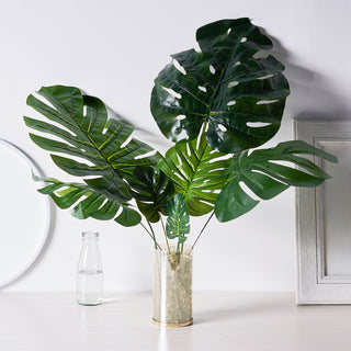 Add Vibrant Green to Your Décor with our Assorted Green Artificial Silk Tropical Monstera Leaf Plants