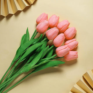 Elevate Your Event Decor with Coral Real Touch Artificial Foam Tulip Flower Bouquets