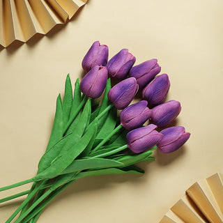 Elevate Your Décor with Eggplant Real Touch Artificial Foam Tulip Flowers