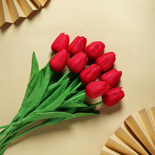 Elevate Your Event Decor with Red Real Touch Artificial Foam Tulip Flower Bouquets