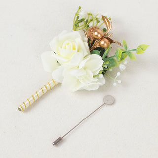 Elevate Your Style with the White Artificial Rose Boutonniere