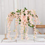 5 Pack | 44inches Blush/Rose Gold Artificial Silk Hanging Wisteria Vines