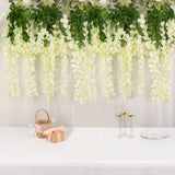 5 Pack | 44inches Cream Artificial Silk Hanging Wisteria Flower Vines