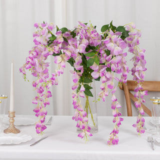 Transform Your Event with Lavender Lilac Artificial Silk Hanging Wisteria Flower Vines