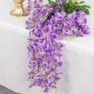 Create a Magical Ambiance with Purple Artificial Silk Wisteria Hanging Flower Vines