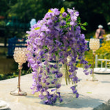 5 Pack | 44inch Purple Artificial Silk Hanging Wisteria Flower Vines#whtbkgd