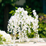 5 Pack | 44inch White Artificial Silk Hanging Wisteria Flower Vines#whtbkgd