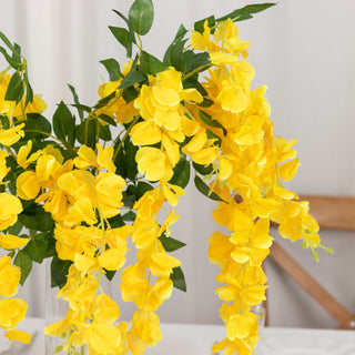 Elevate Your Event Decor with Yellow Artificial Silk Hanging Wisteria Flower Vines