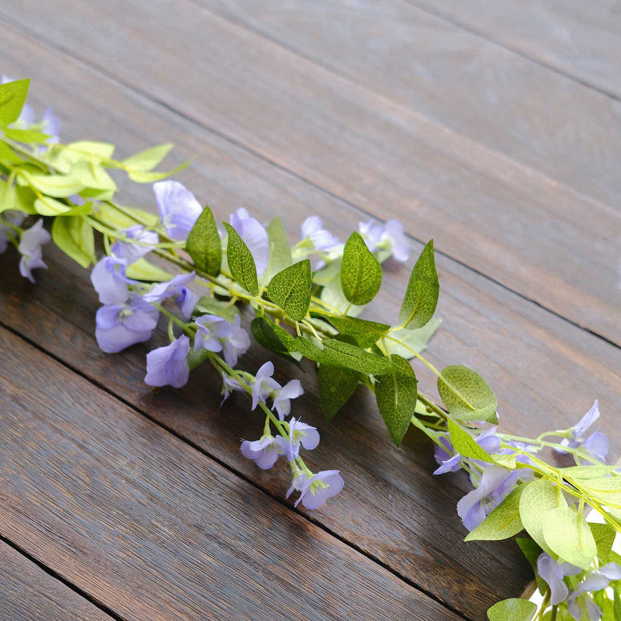 2 Pack 6ft Lavender Lilac Artificial Wisteria Flower Garland Hanging Vines
