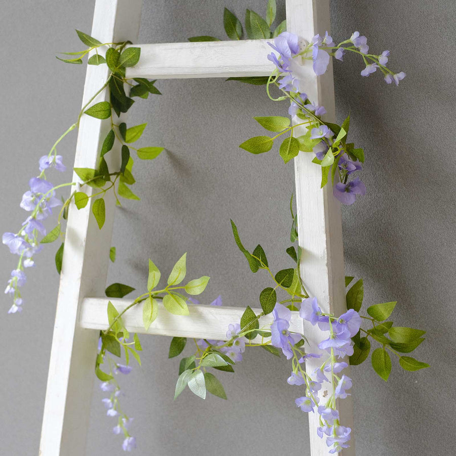 2 Pack 6ft Lavender Lilac Artificial Wisteria Flower Garland Hanging Vines