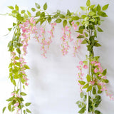 2 Pack 6ft Pink Artificial Wisteria Flower Garland Hanging Vines