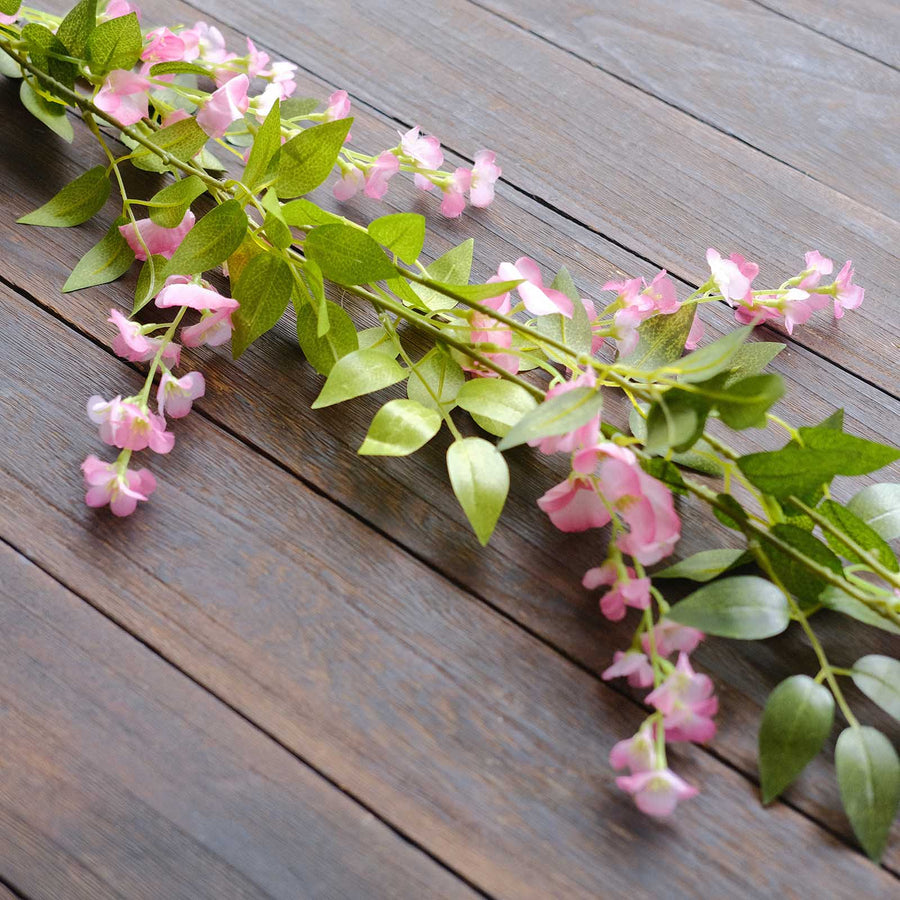 2 Pack 6ft Pink Artificial Wisteria Flower Garland Hanging Vines#whtbkgd