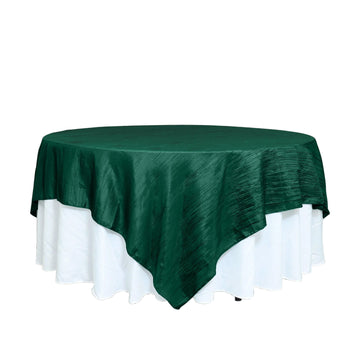 90"x90" Accordion Crinkle Taffeta Table Overlay - Hunter Emerald Green