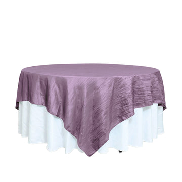 90"x90" Accordion Crinkle Taffeta Table Overlay - Violet Amethyst