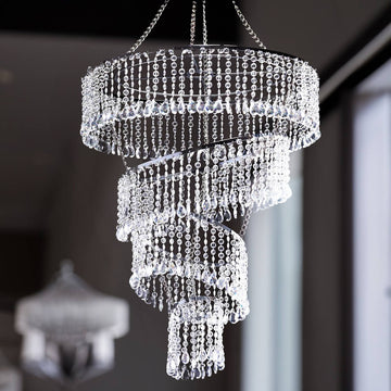 24" 4-Tier Acrylic Diamond Crystal Chandelier Hanging Pendant Lighting Chandelier