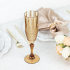 6 Pack | 8oz Amber Gold Crystal Cut Reusable Plastic Wedding Flute Glasses, Shatterproof Toast