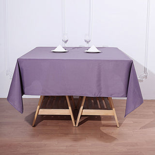 Add Elegance to Your Events with the 70"x70" Violet Amethyst Square Seamless Polyester Tablecloth