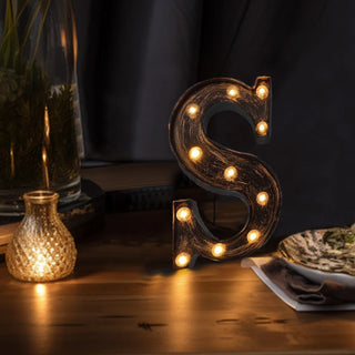 Add Vintage Charm to Your Event with the Antique Black LED Marquee Letter S