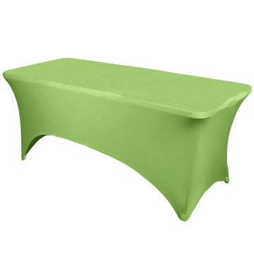 Apple Green Stretch Spandex Rectangle Tablecloth 6ft Wrinkle Free Fitted Table Cover for 72"x30" Tables